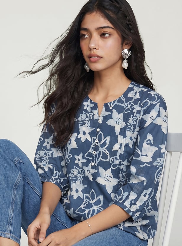 Women Floral Print Straight Kurti