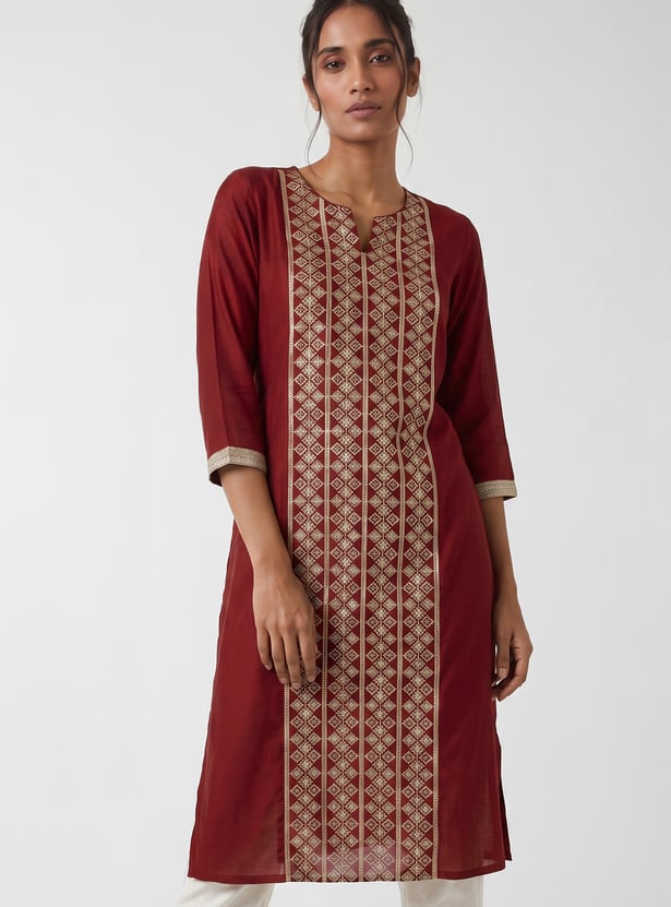 Women Embroidered Straight Kurta