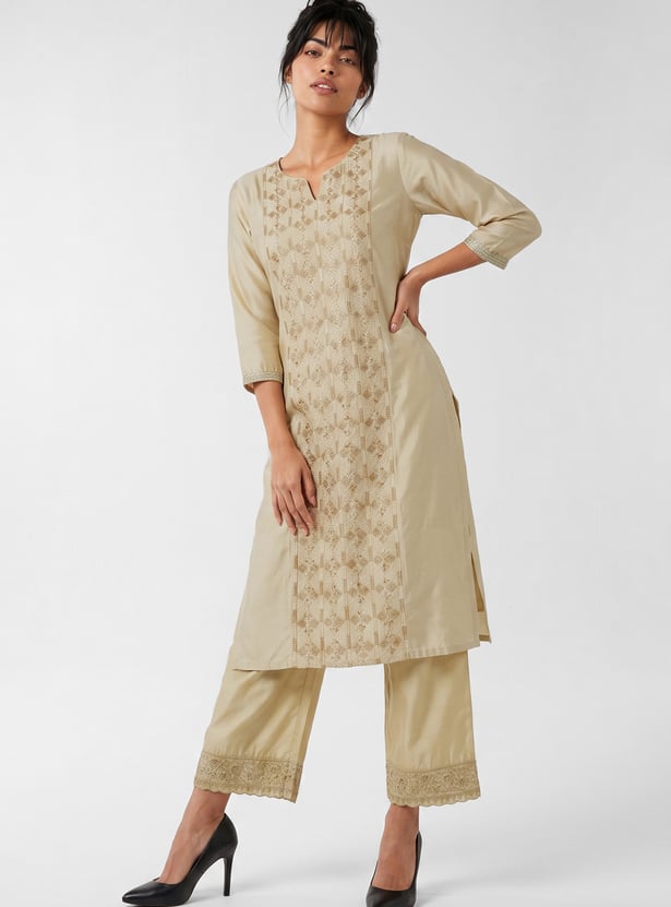 Women Embroidered Straight Kurta