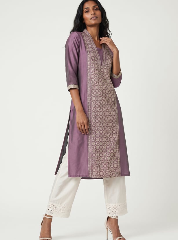 Women Embroidered Straight Kurta