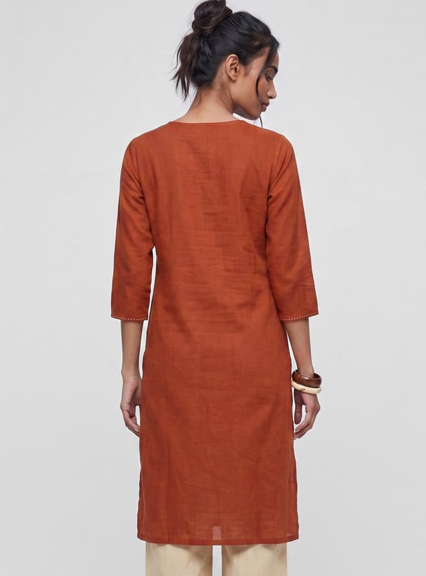 Women Embroidered Straight Kurta