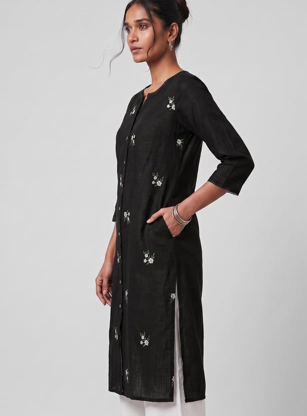 Women Embroidered Straight Kurta