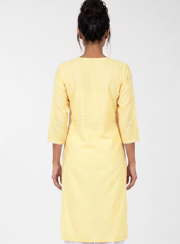 Women Embroidered Straight Kurta