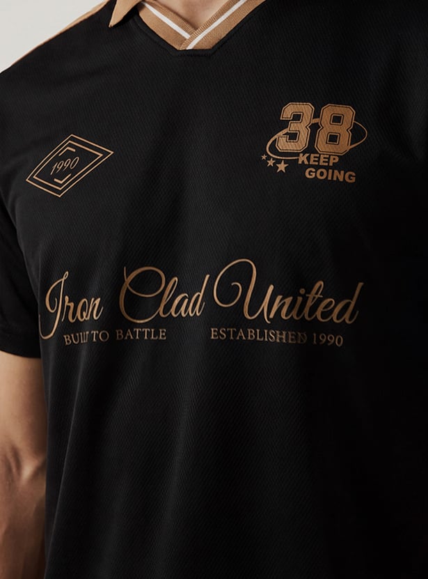 Men Printed Johnny Collar T-shirt