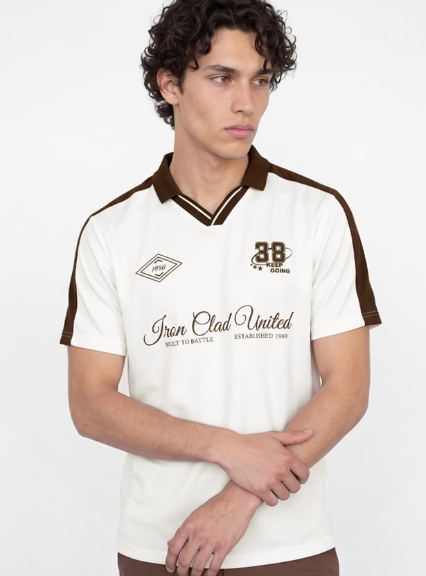 Men Printed Johnny Collar T-shirt