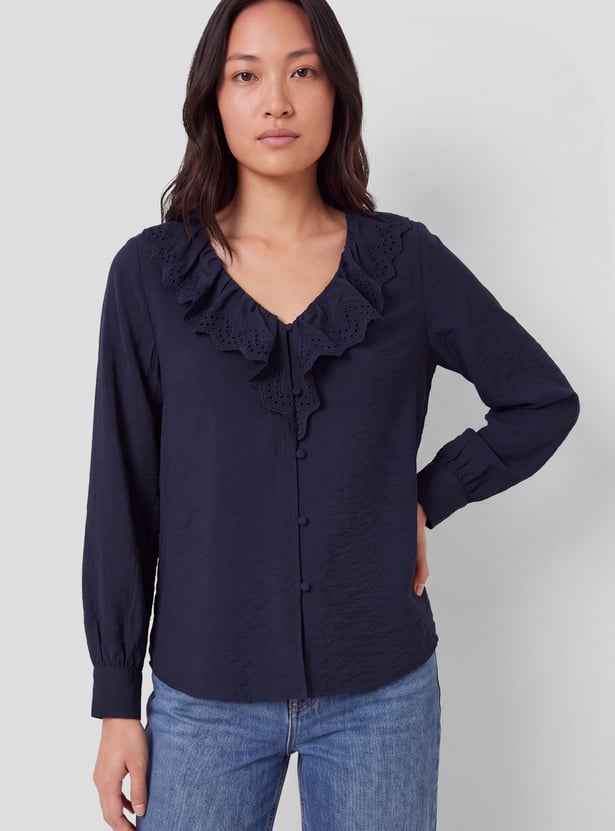 Women Schiffli Ruffled Top