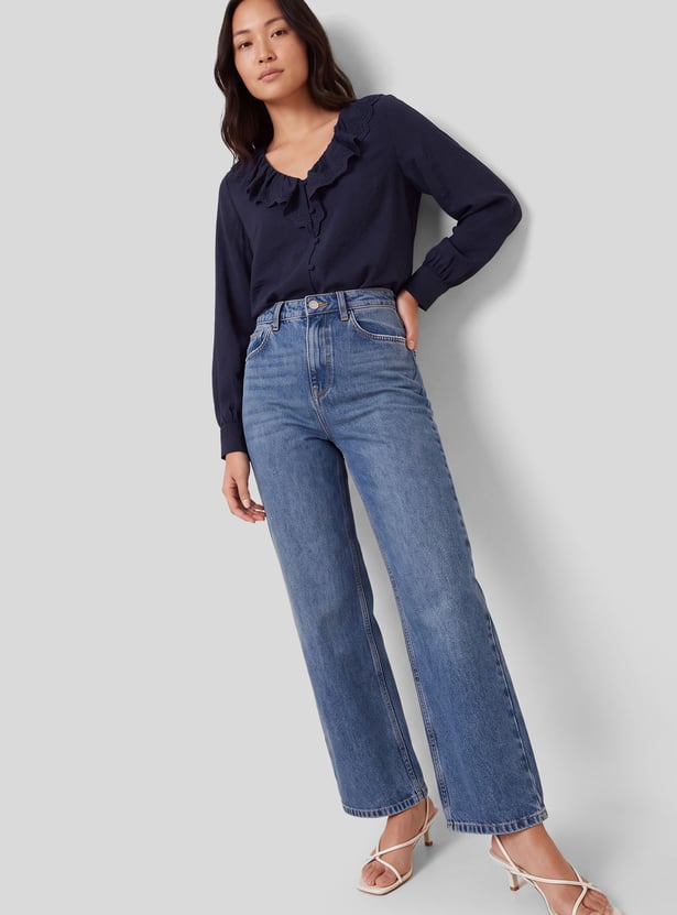 Women Schiffli Ruffled Top