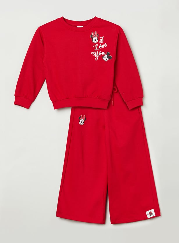 Girls Mickey & Minnie Printed Trousers Set