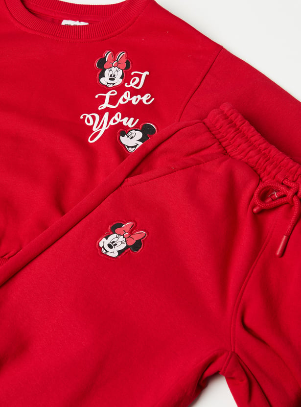 Girls Mickey & Minnie Printed Trousers Set
