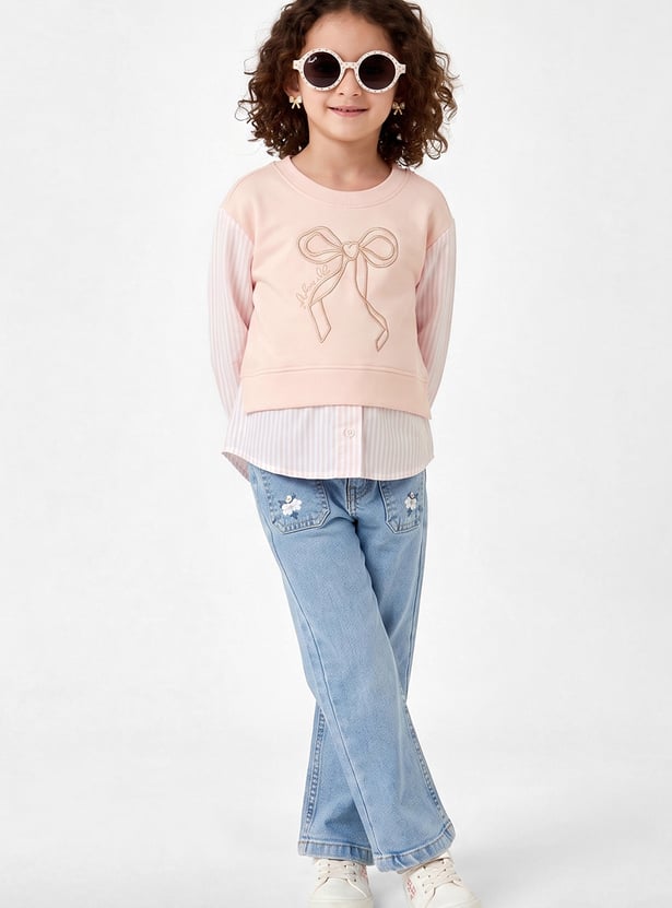 Girls Embroidered Twofer Top