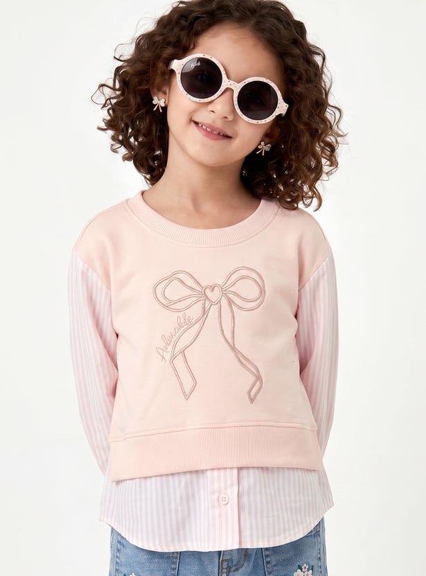 Girls Embroidered Twofer Top