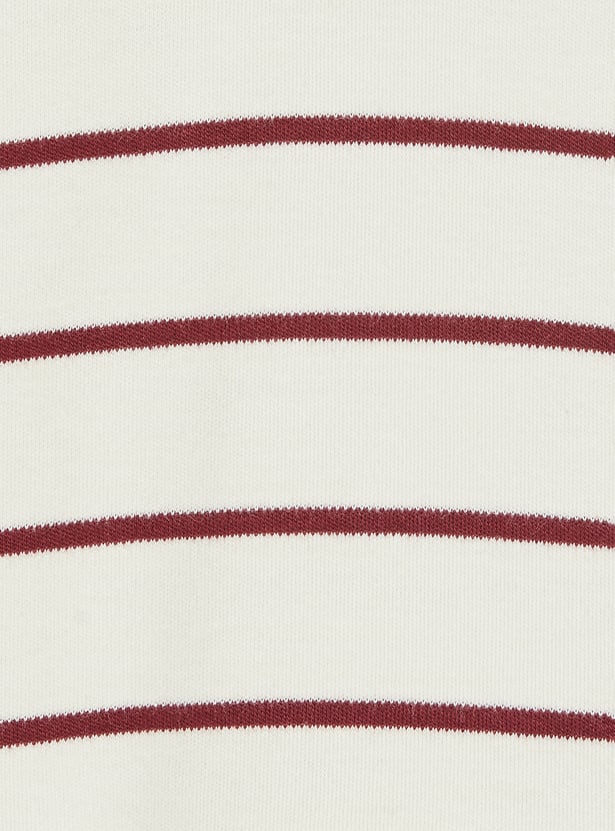 Girls Striped Johnny Collar T-shirt
