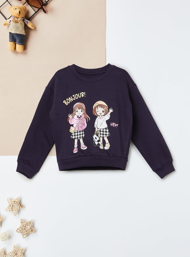 Girls Bonjour Printed Sweatshirt