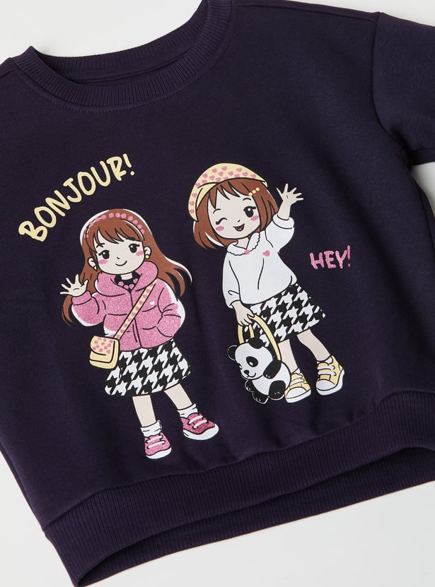 Girls Bonjour Printed Sweatshirt