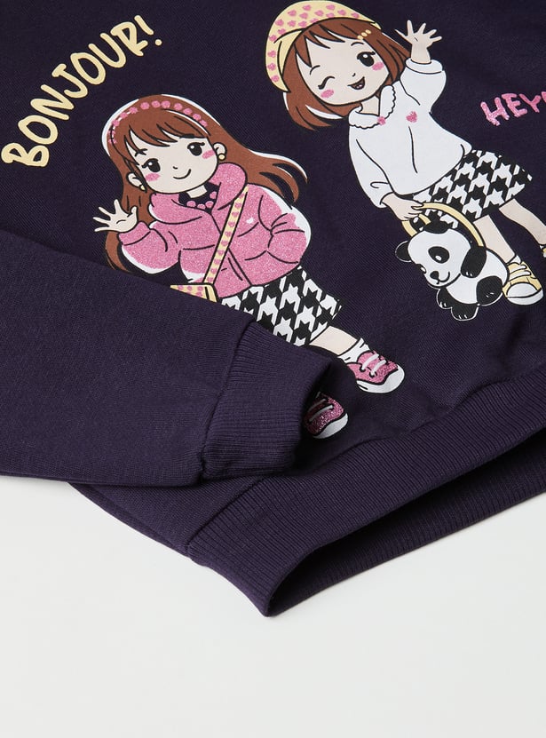 Girls Bonjour Printed Sweatshirt
