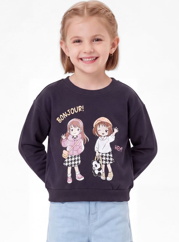 Girls Bonjour Printed Sweatshirt