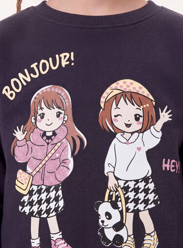 Girls Bonjour Printed Sweatshirt