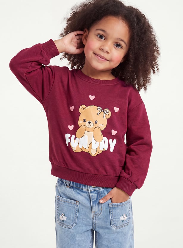 Girls Teddy Printed Sweatshirt