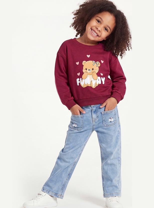 Girls Teddy Printed Sweatshirt