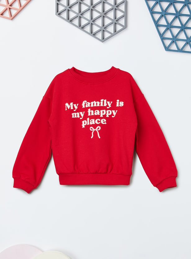 Girls Printed Drop-Shoulder Sweatshirt