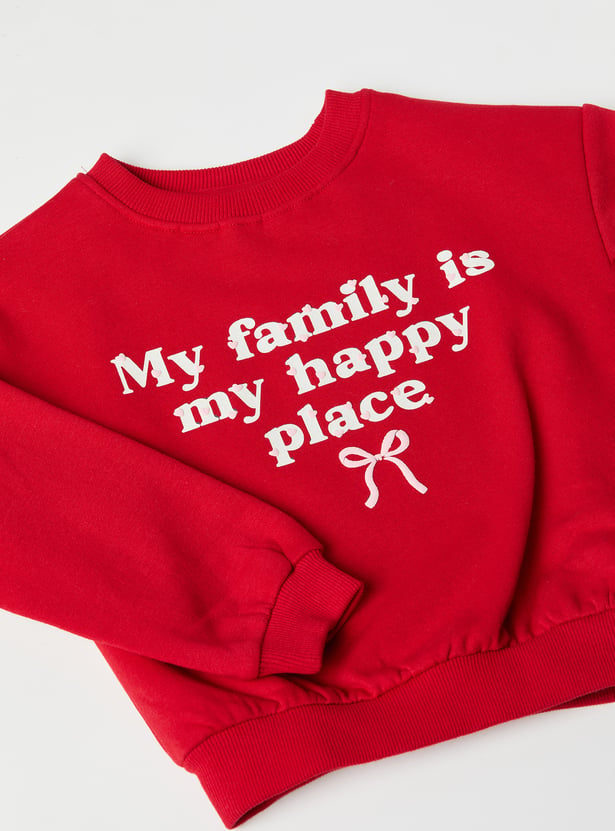 Girls Printed Drop-Shoulder Sweatshirt