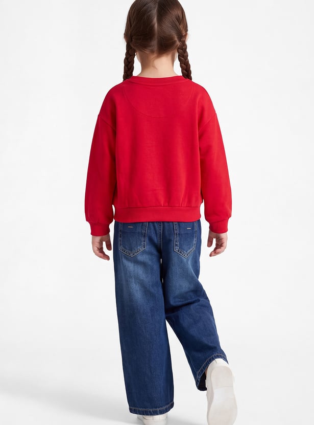 Girls Printed Drop-Shoulder Sweatshirt