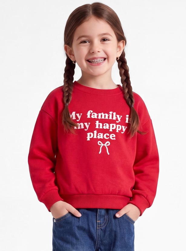 Girls Printed Drop-Shoulder Sweatshirt
