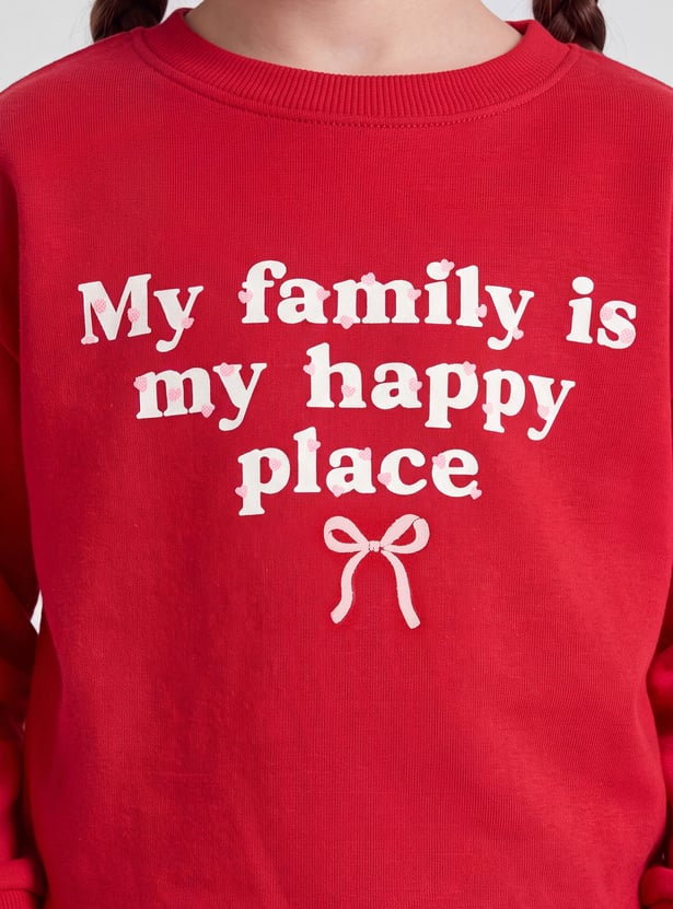 Girls Printed Drop-Shoulder Sweatshirt