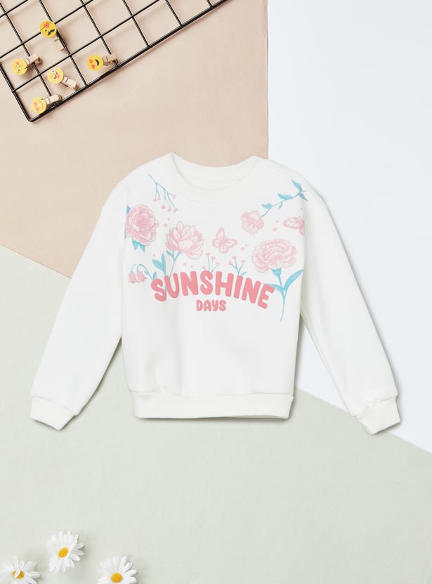 Girls Floral Print Pullover Sweatshirt