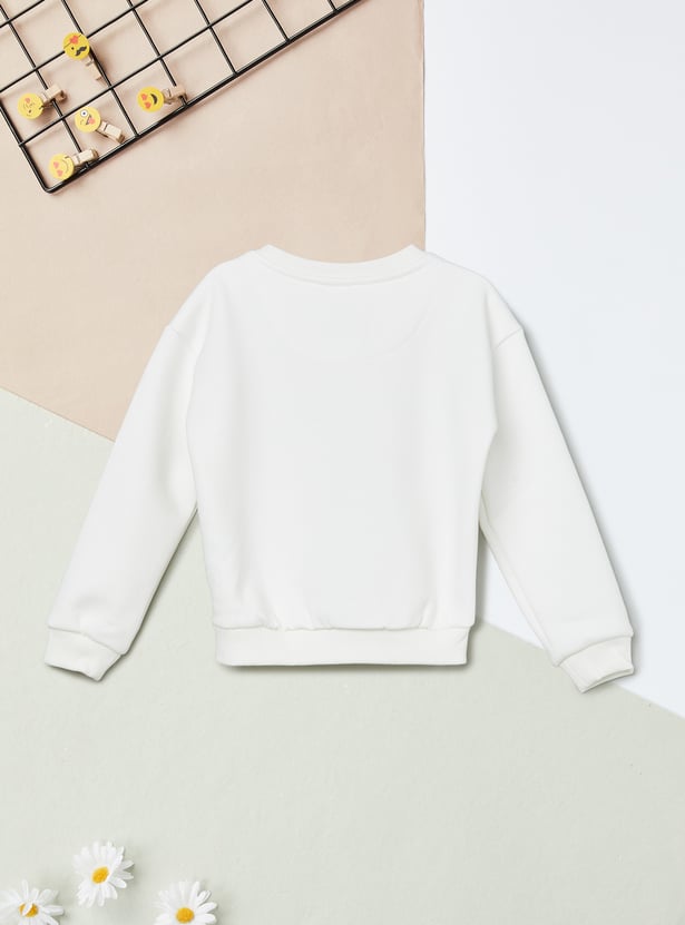 Girls Floral Print Pullover Sweatshirt