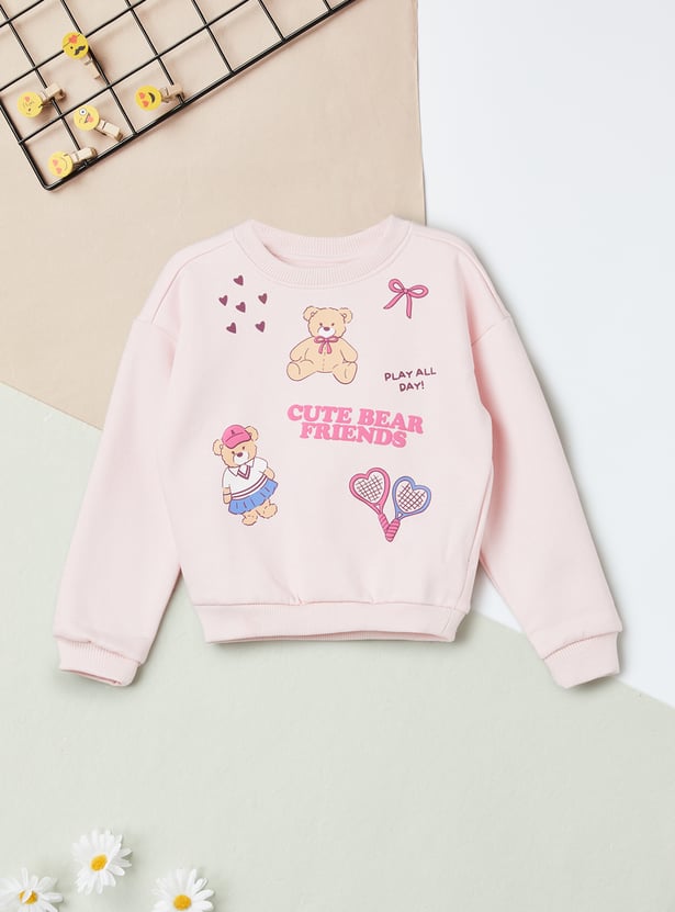 Girls Bear Printed Sweatshirt