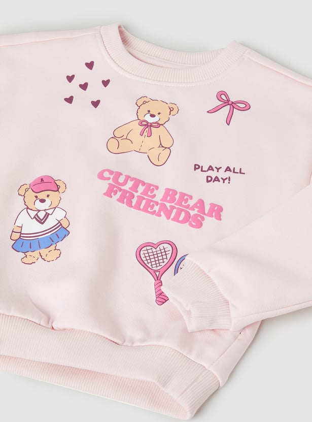 Girls Bear Printed Sweatshirt