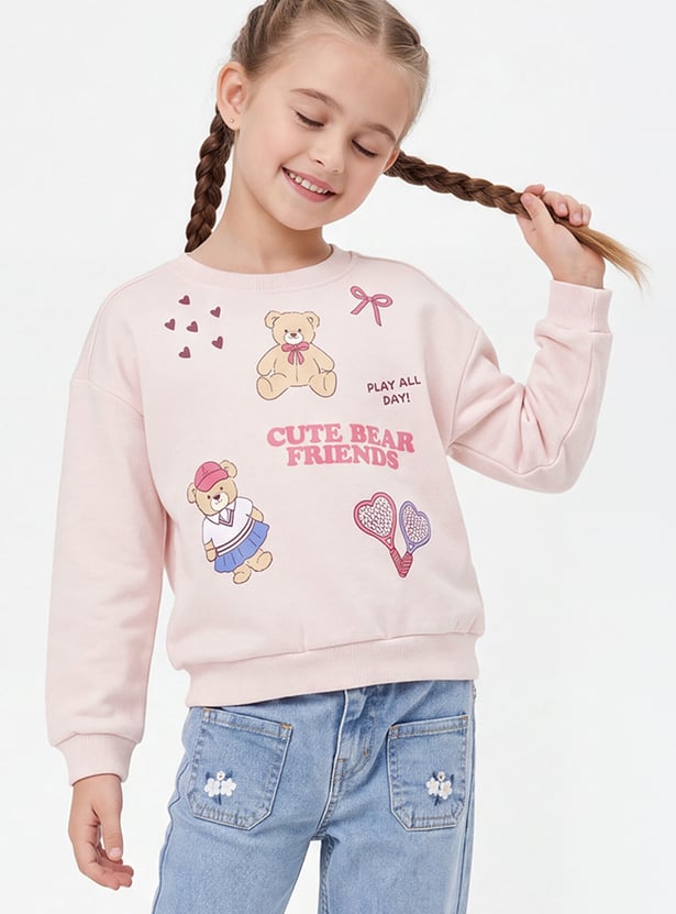Girls Bear Printed Sweatshirt
