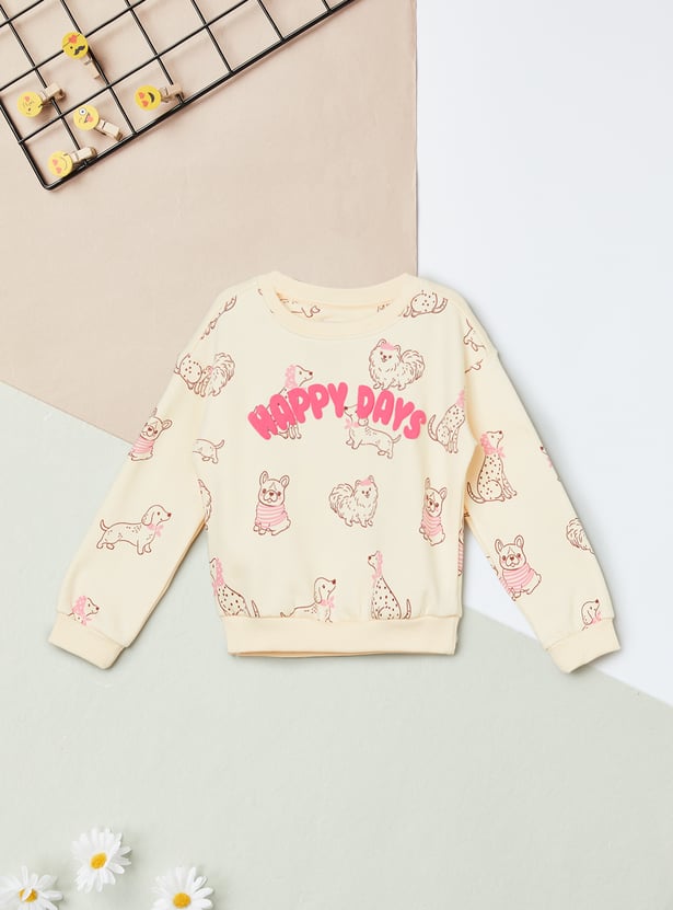 Girls Printed Pullover Sweatshirt