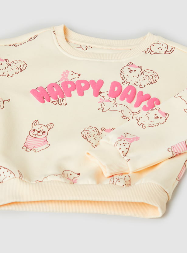 Girls Printed Pullover Sweatshirt