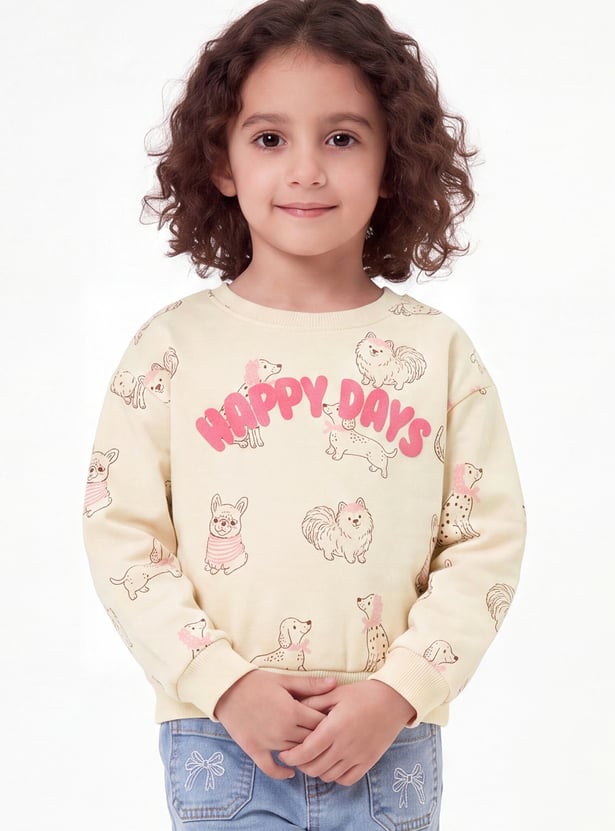 Girls Printed Pullover Sweatshirt