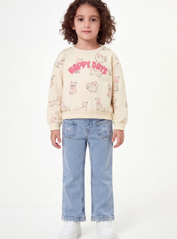 Girls Printed Pullover Sweatshirt