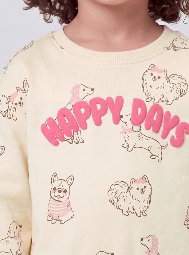 Girls Printed Pullover Sweatshirt