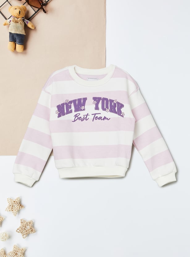 Girls Striped Pullover Sweatshirt