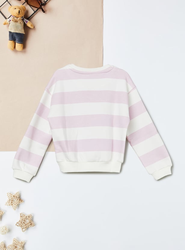 Girls Striped Pullover Sweatshirt