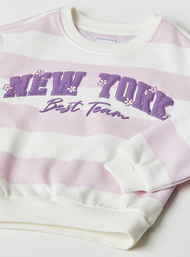 Girls Striped Pullover Sweatshirt