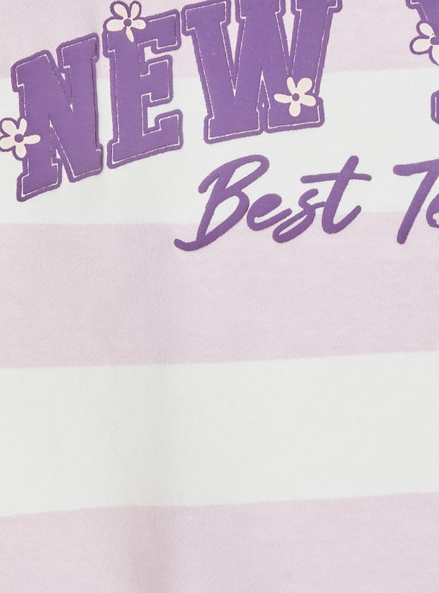 Girls Striped Pullover Sweatshirt