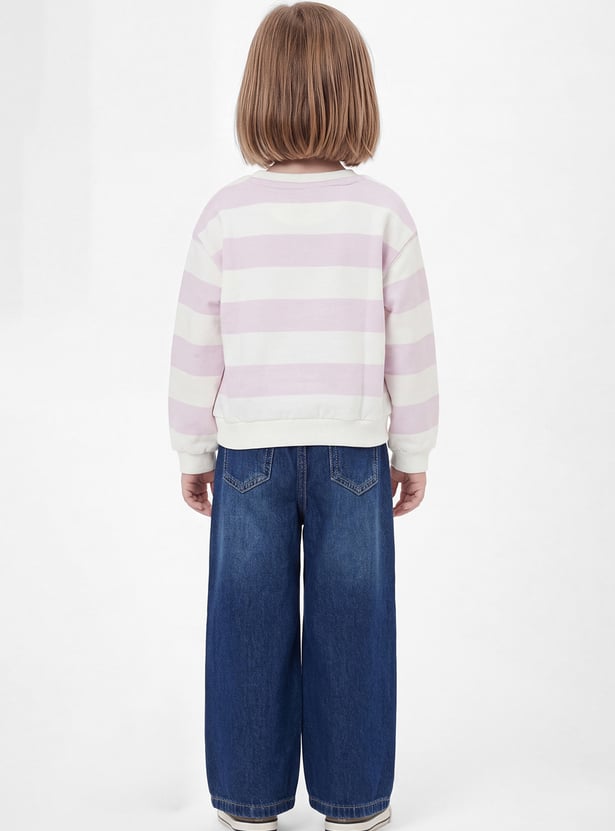 Girls Striped Pullover Sweatshirt