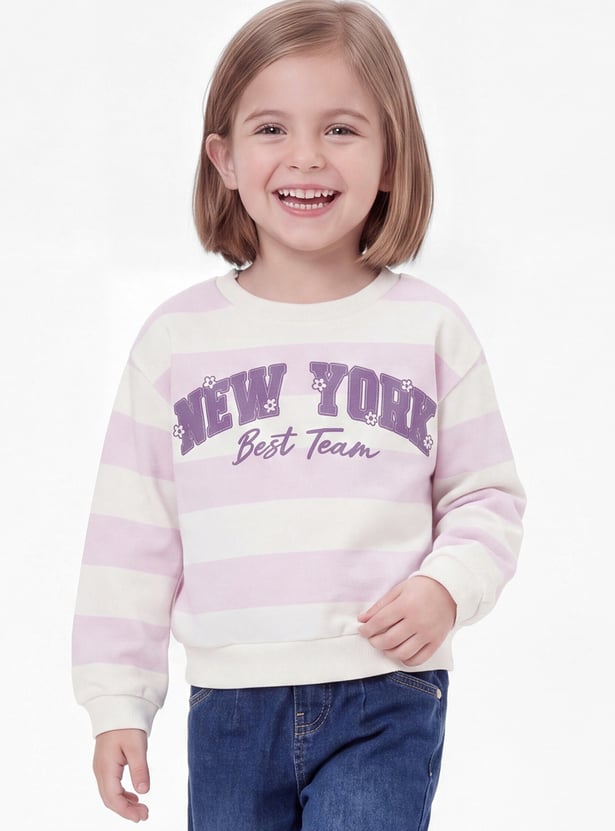 Girls Striped Pullover Sweatshirt