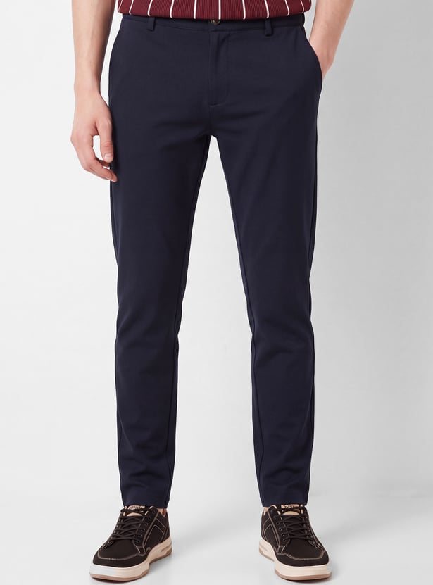 Men Solid Regular Fit Trousers