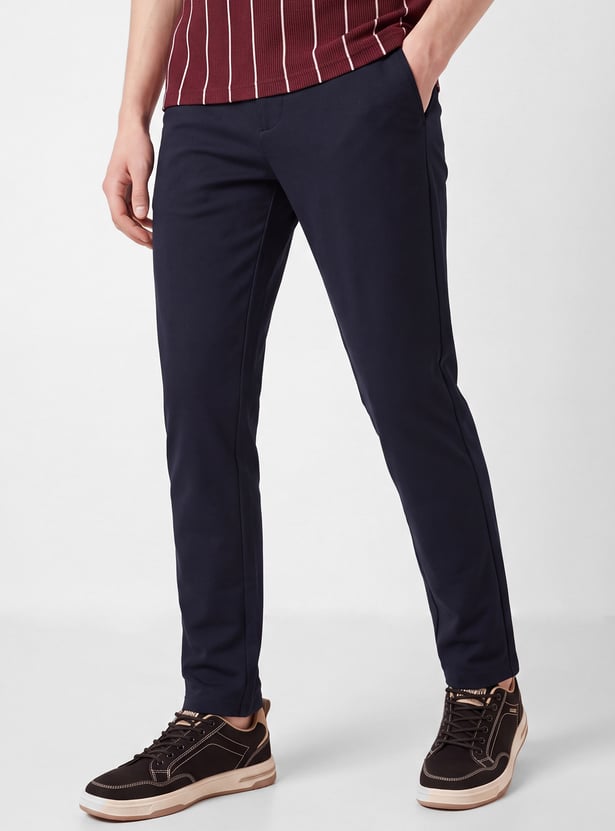 Men Solid Regular Fit Trousers