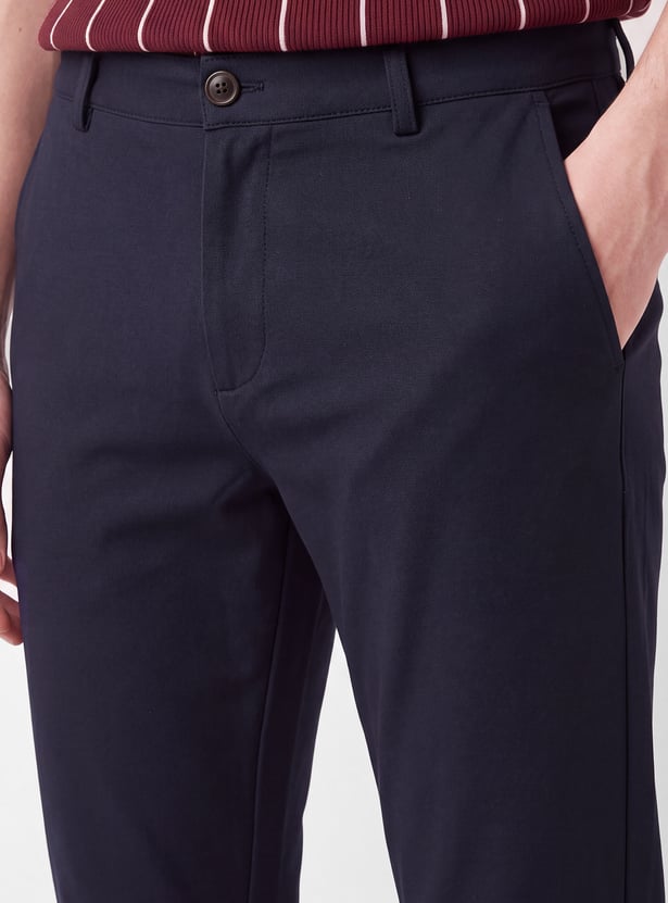 Men Solid Regular Fit Trousers