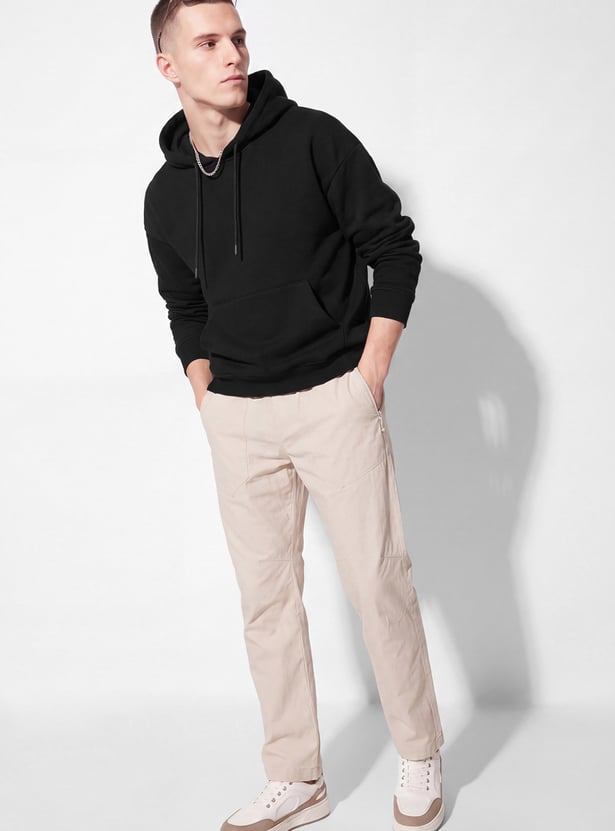 URB_N Men Solid Oversized Hoodie
