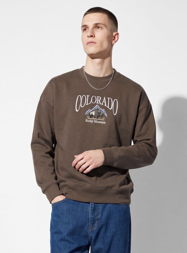 URB_N Men Embroidered Pullover Sweatshirt