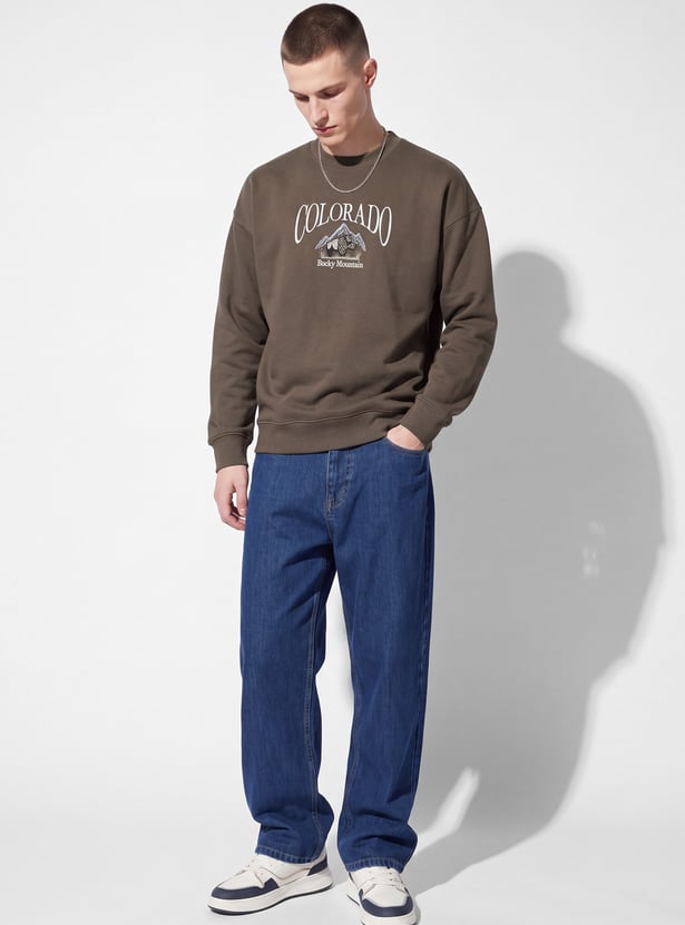 URB_N Men Embroidered Pullover Sweatshirt